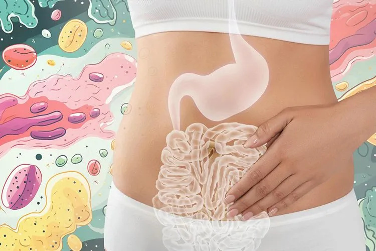 Illustration of gut health and the wide-ranging benefits of Akkermansia muciniphila